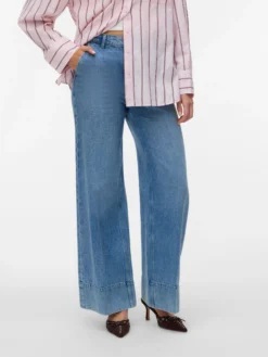 AWELANI Hohe Taille Weiter Beinschnitt Jeans