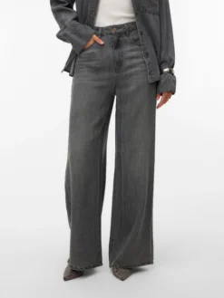 AWELINA Hohe Taille Weiter Beinschnitt Jeans