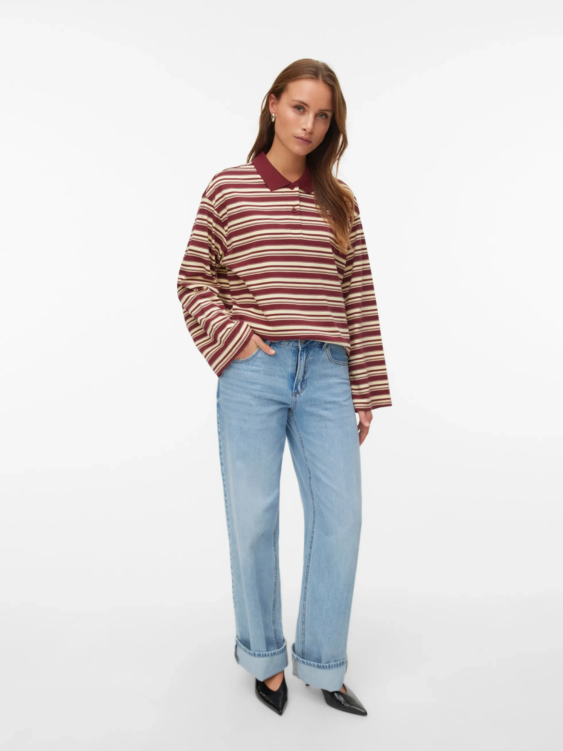 AWRENA Mid Rise Weiter Beinschnitt Jeans