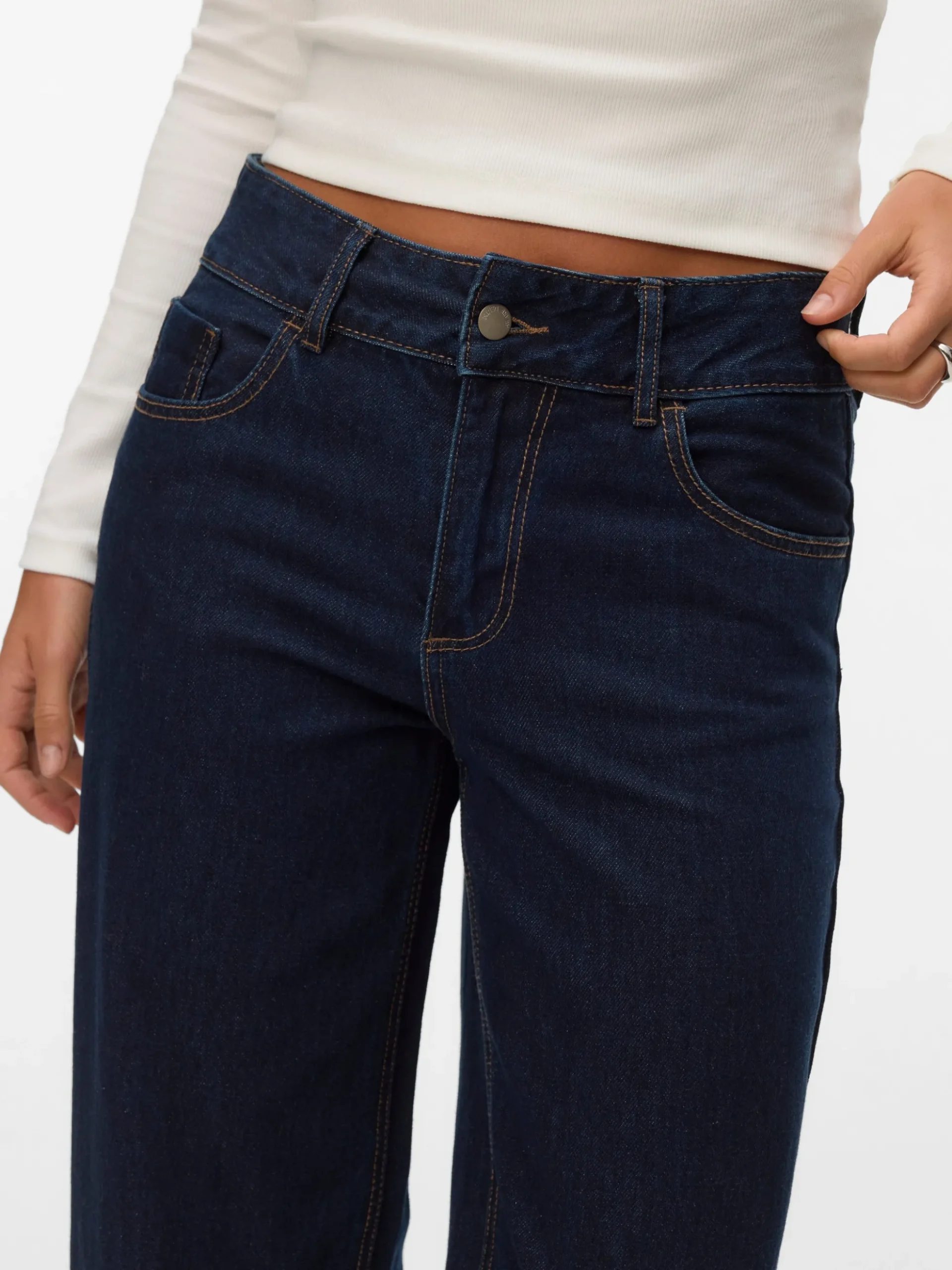 AWRENA Mid Rise Weiter Beinschnitt Jeans