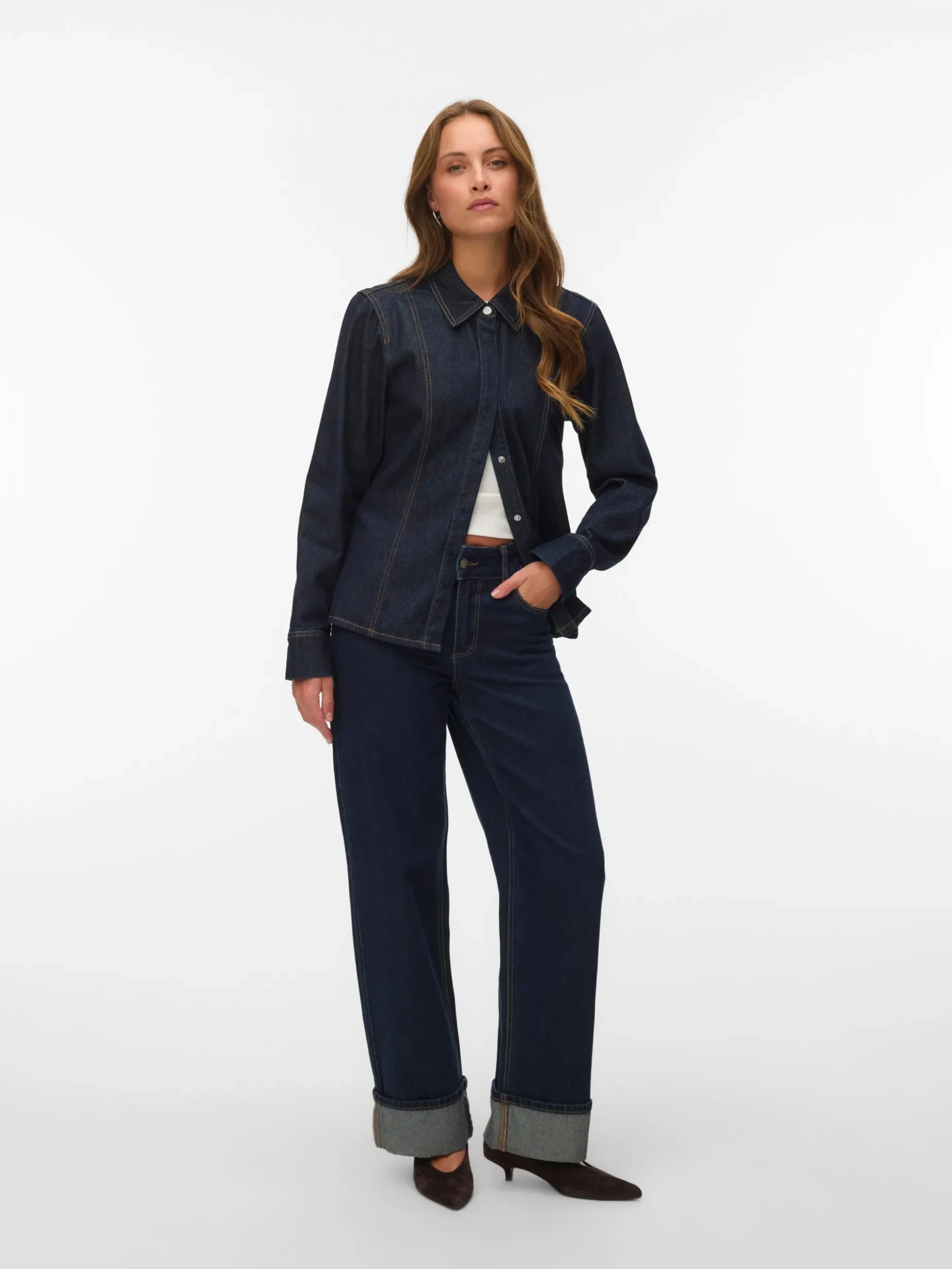 AWRENA Mid Rise Weiter Beinschnitt Jeans