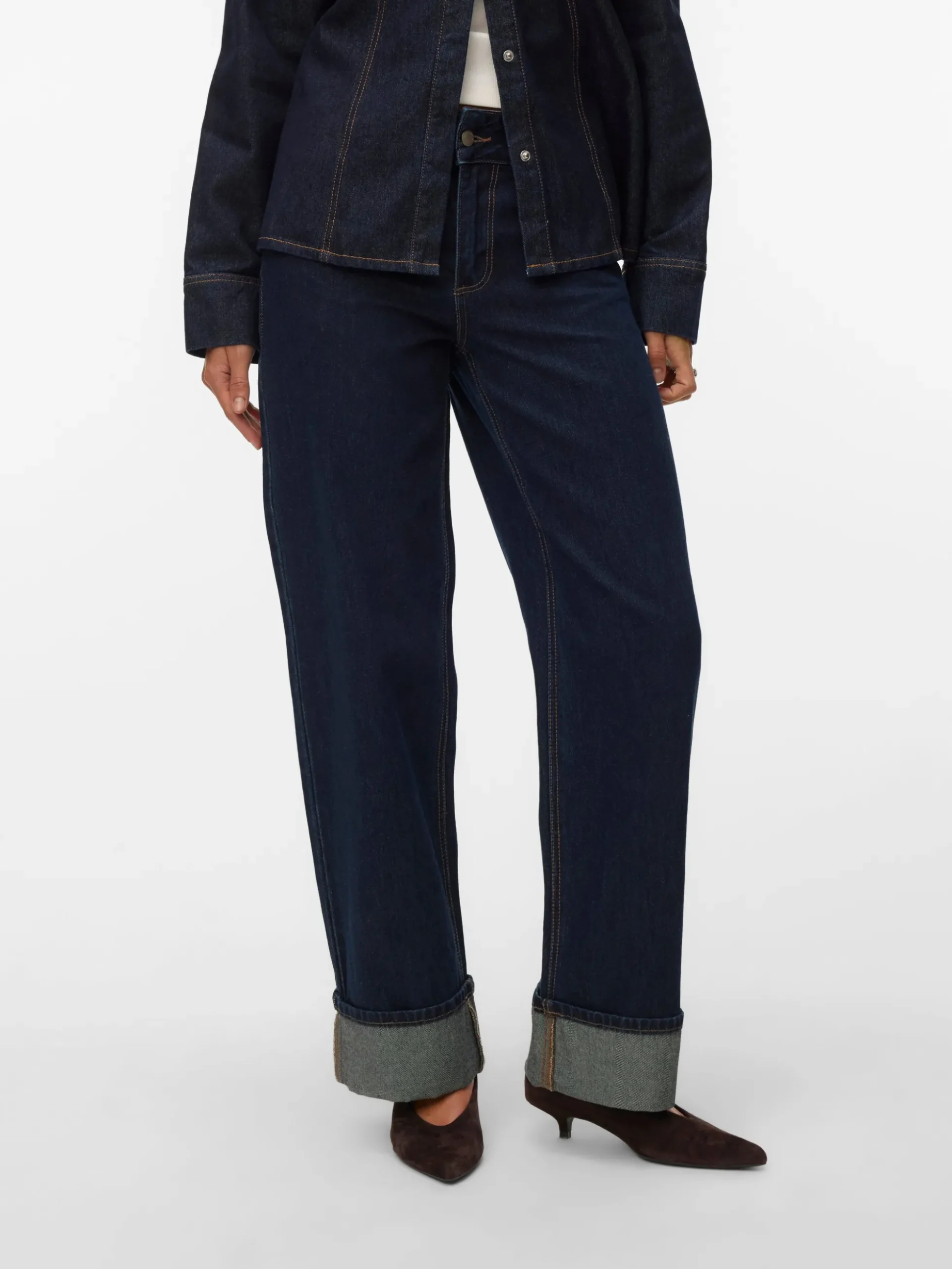 AWRENA Mid Rise Weiter Beinschnitt Jeans