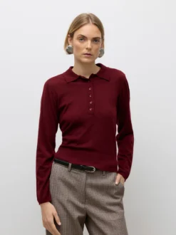 AWSIKITA Gestricktes Poloshirt
