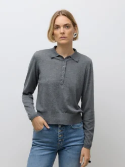 AWSIKITA Gestricktes Poloshirt