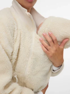 Hoch geschlossen Elastische Bündchen Verstellbare Träger Voluminöser Armschnitt Jacke