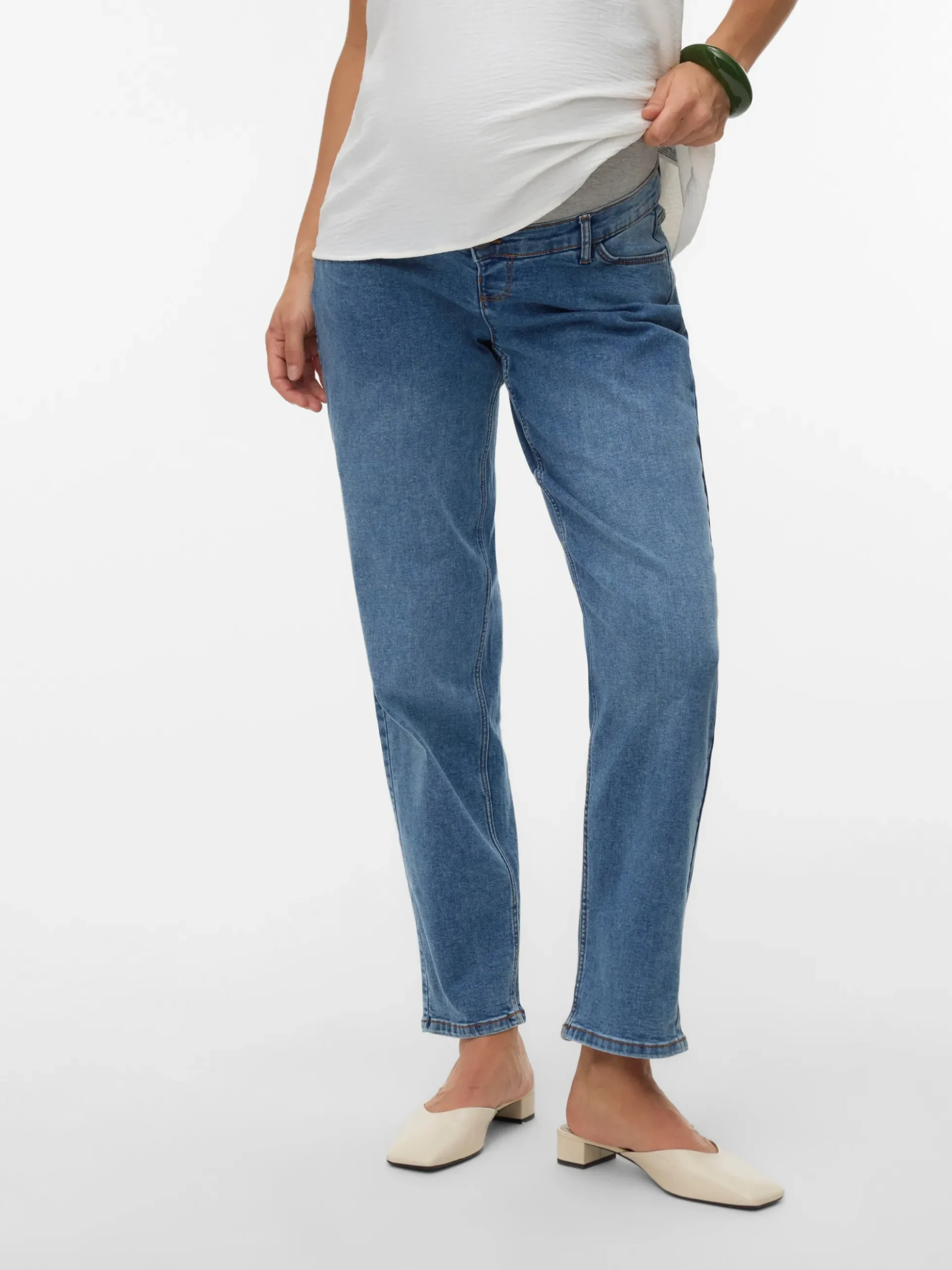 Hohe Taille Mittlere Taille Jeans