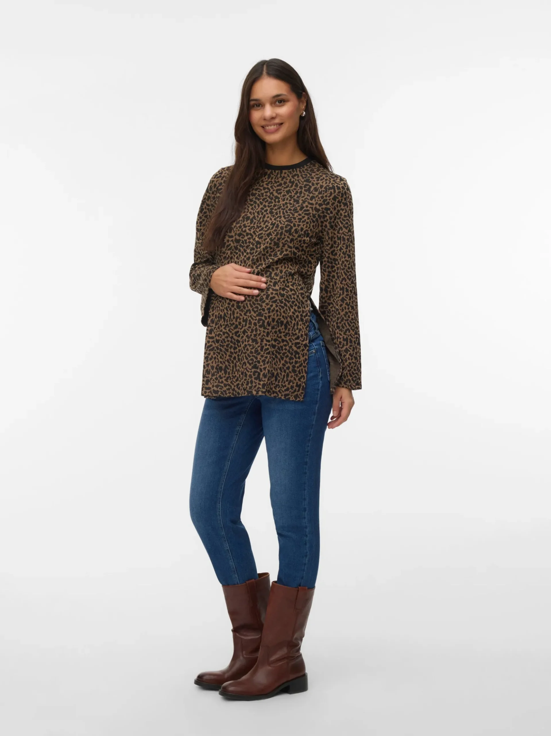 Locker geschnitten Rundhals Top