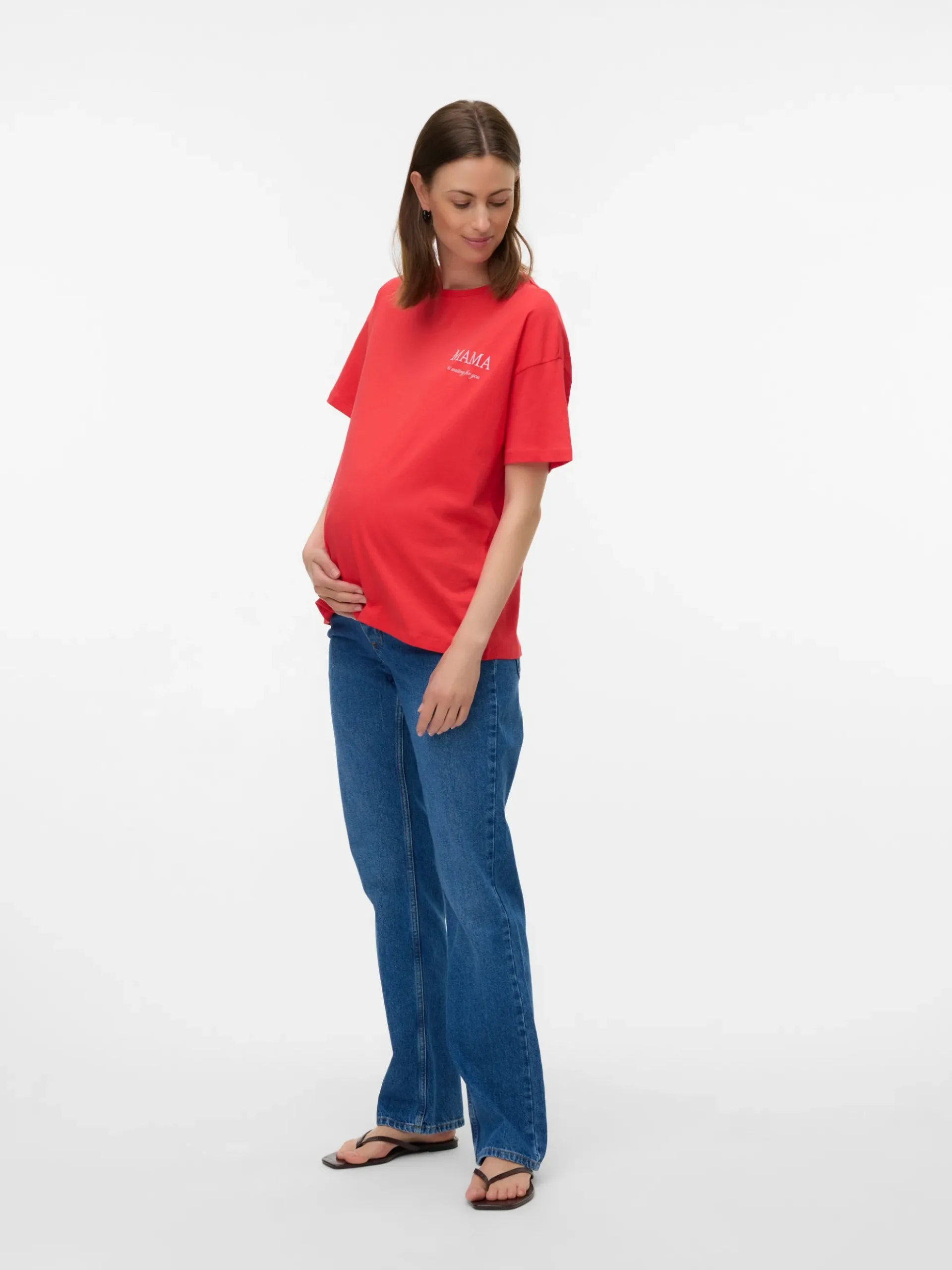 Locker geschnitten U-Ausschnitt T-Shirt