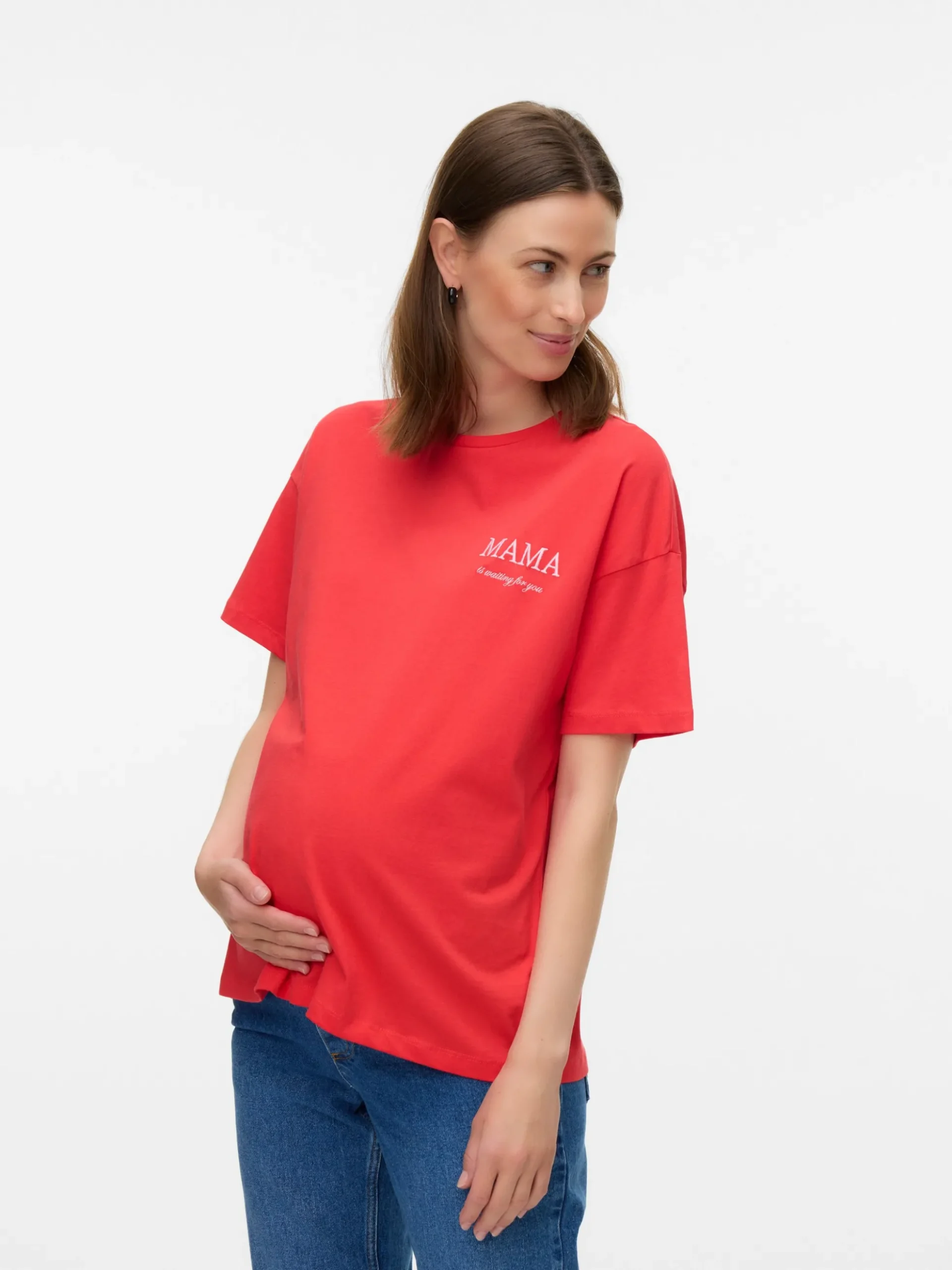 Locker geschnitten U-Ausschnitt T-Shirt