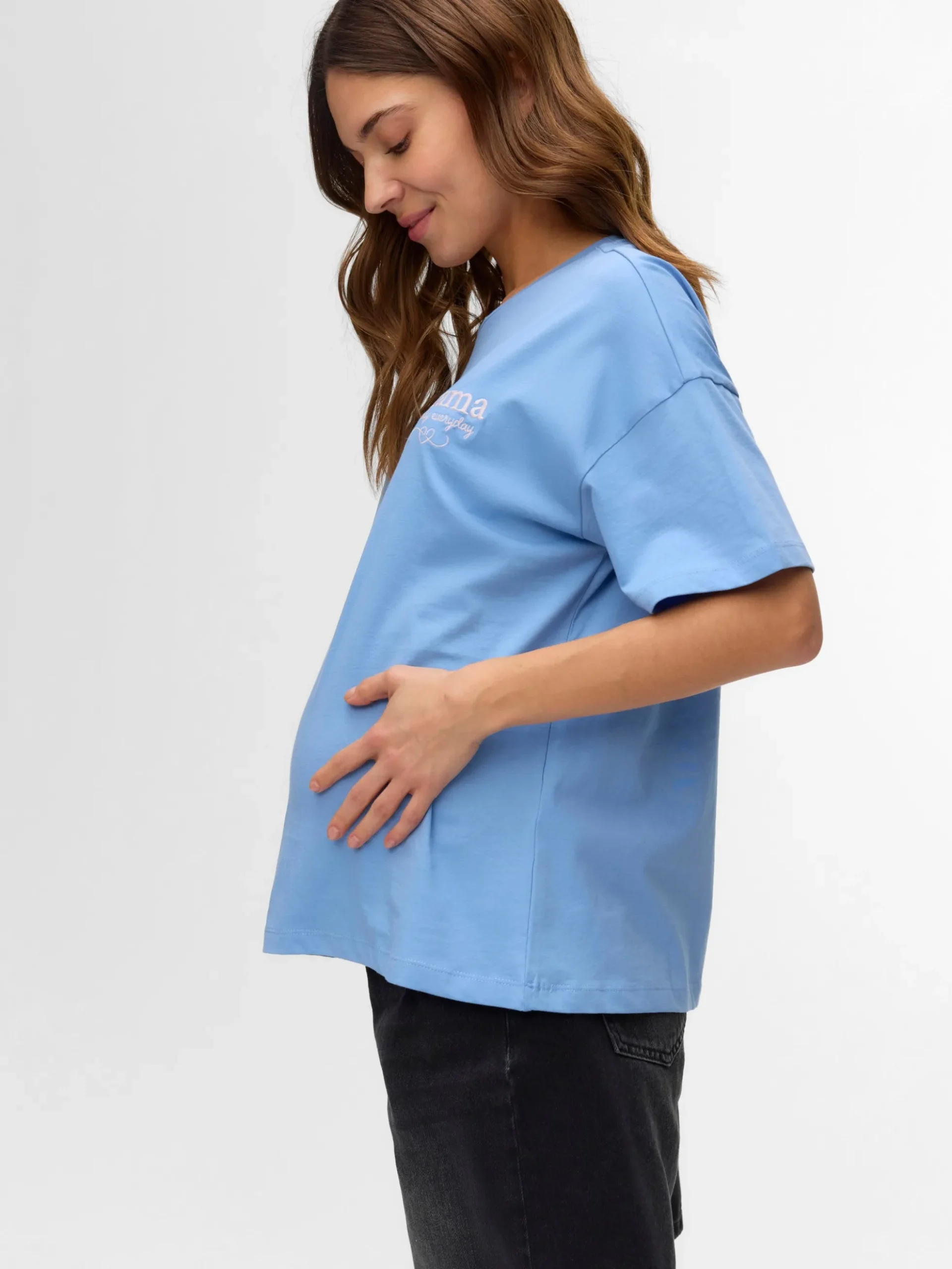 Locker geschnitten U-Ausschnitt T-Shirt