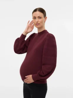 Normal geschnitten Hoch geschlossen Ballonärmel Pullover