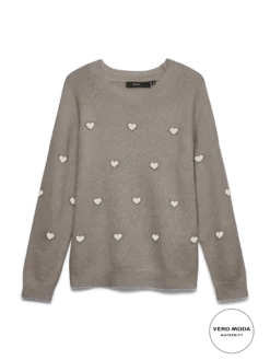 Normal geschnitten Rundhals Pullover