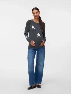 Normal geschnitten Rundhals Pullover