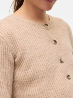 Normal geschnitten Rundhals Strickjacke