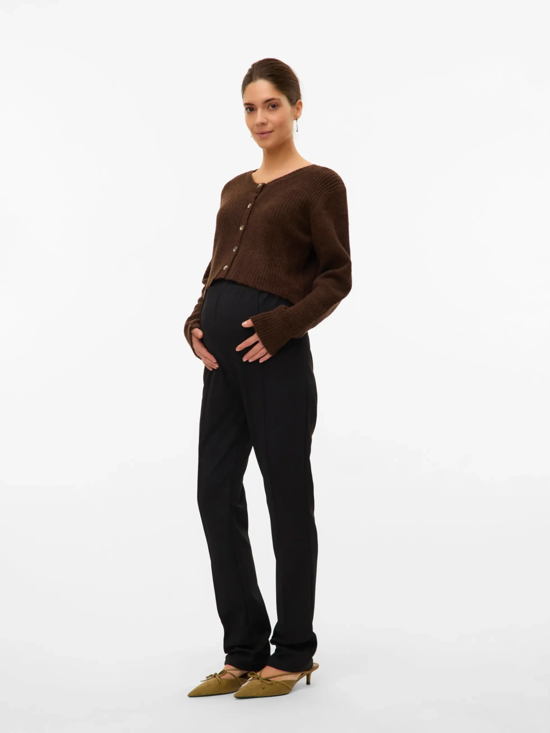 Normal geschnitten Rundhals Strickjacke