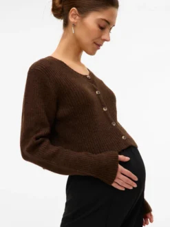 Normal geschnitten Rundhals Strickjacke
