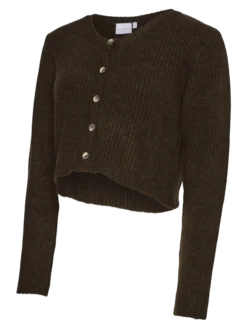 Normal geschnitten Rundhals Strickjacke