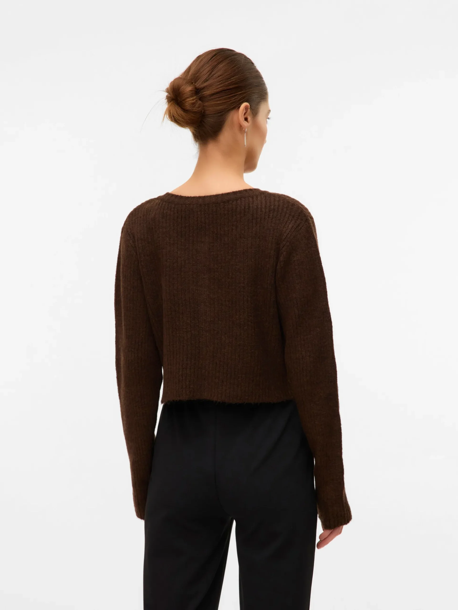 Normal geschnitten Rundhals Strickjacke