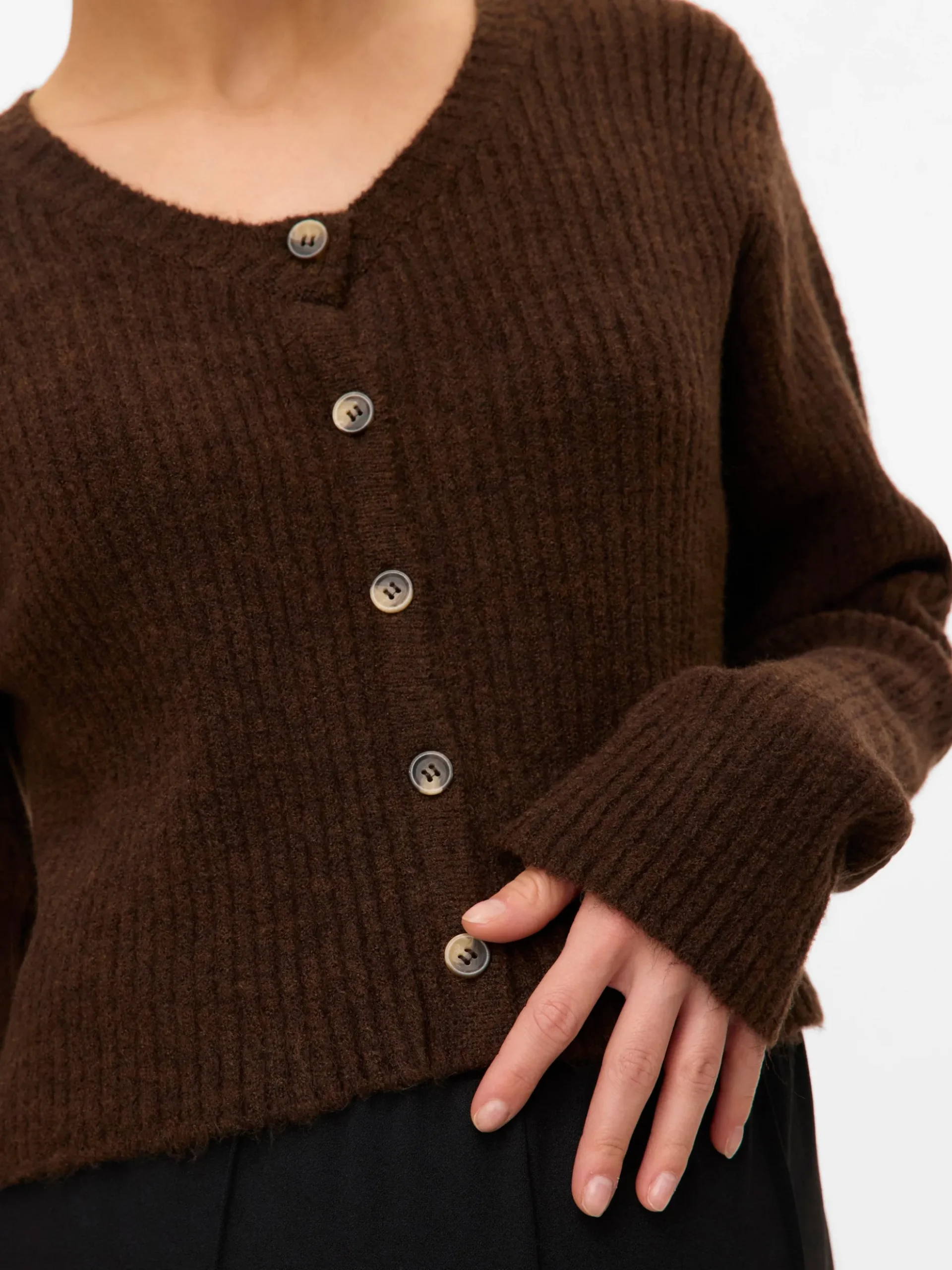 Normal geschnitten Rundhals Strickjacke