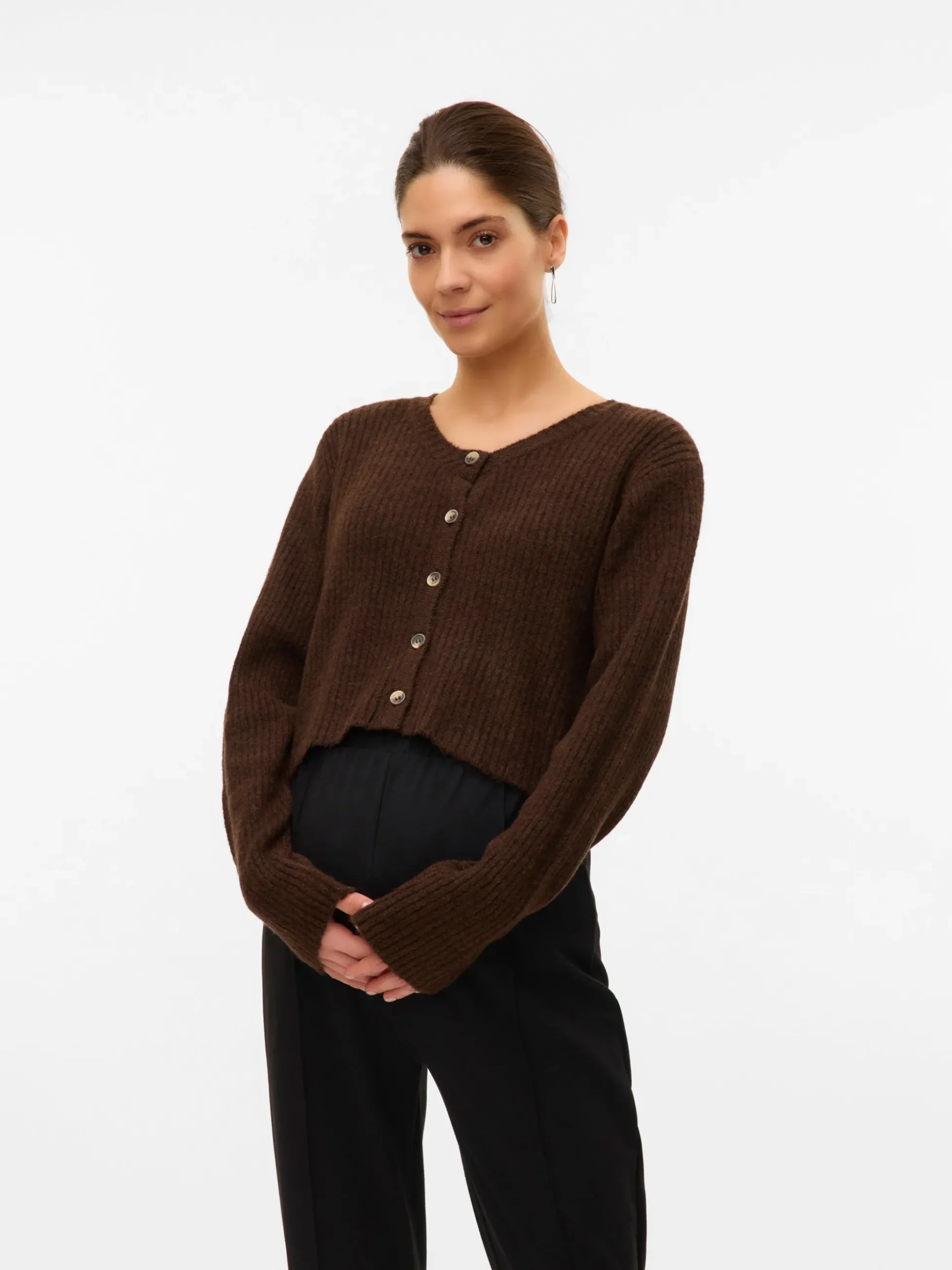 Normal geschnitten Rundhals Strickjacke