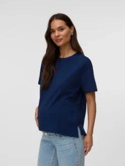 Normal geschnitten Rundhals Top