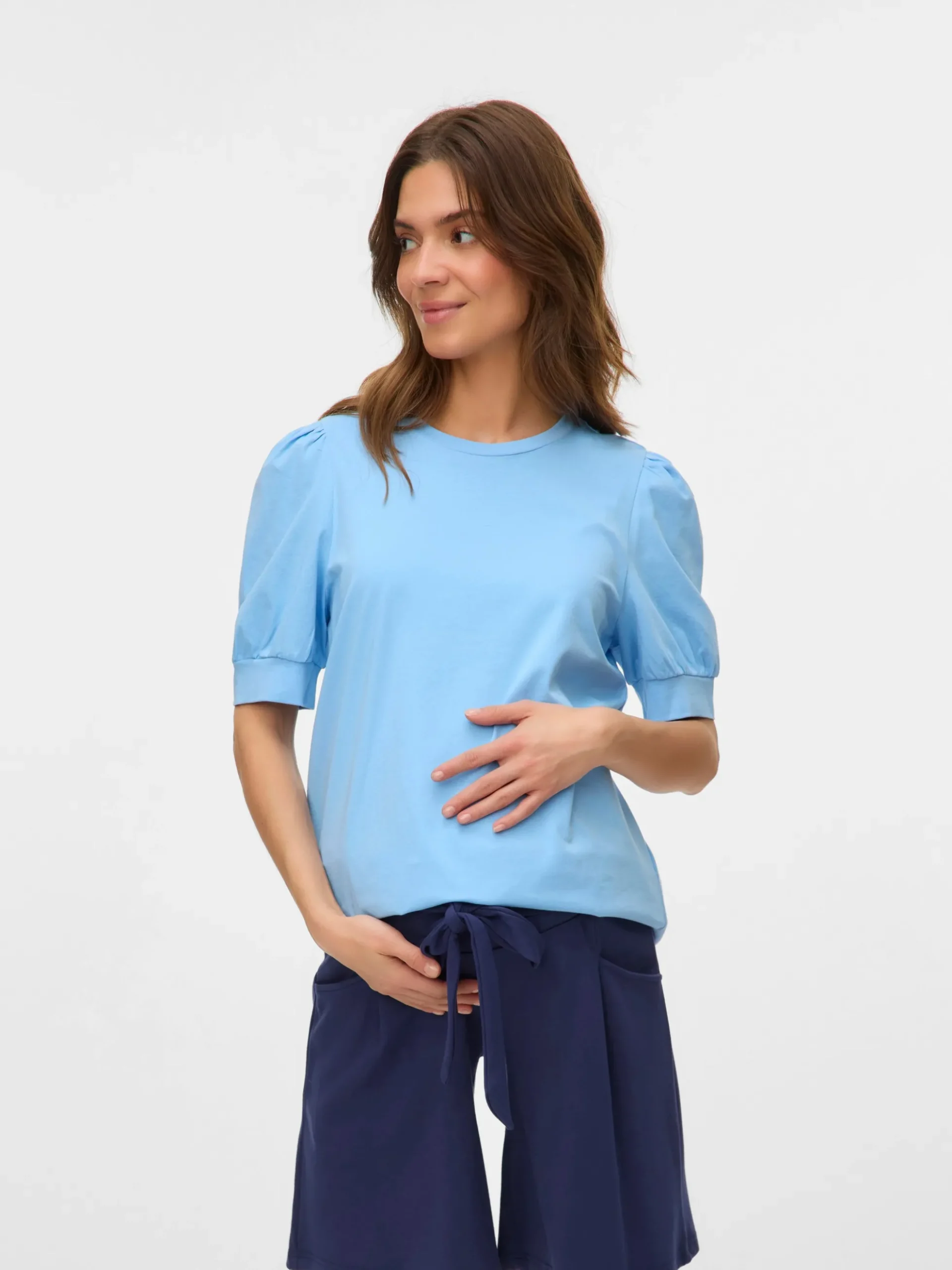Normal geschnitten Rundhals Ballonärmel T-Shirt