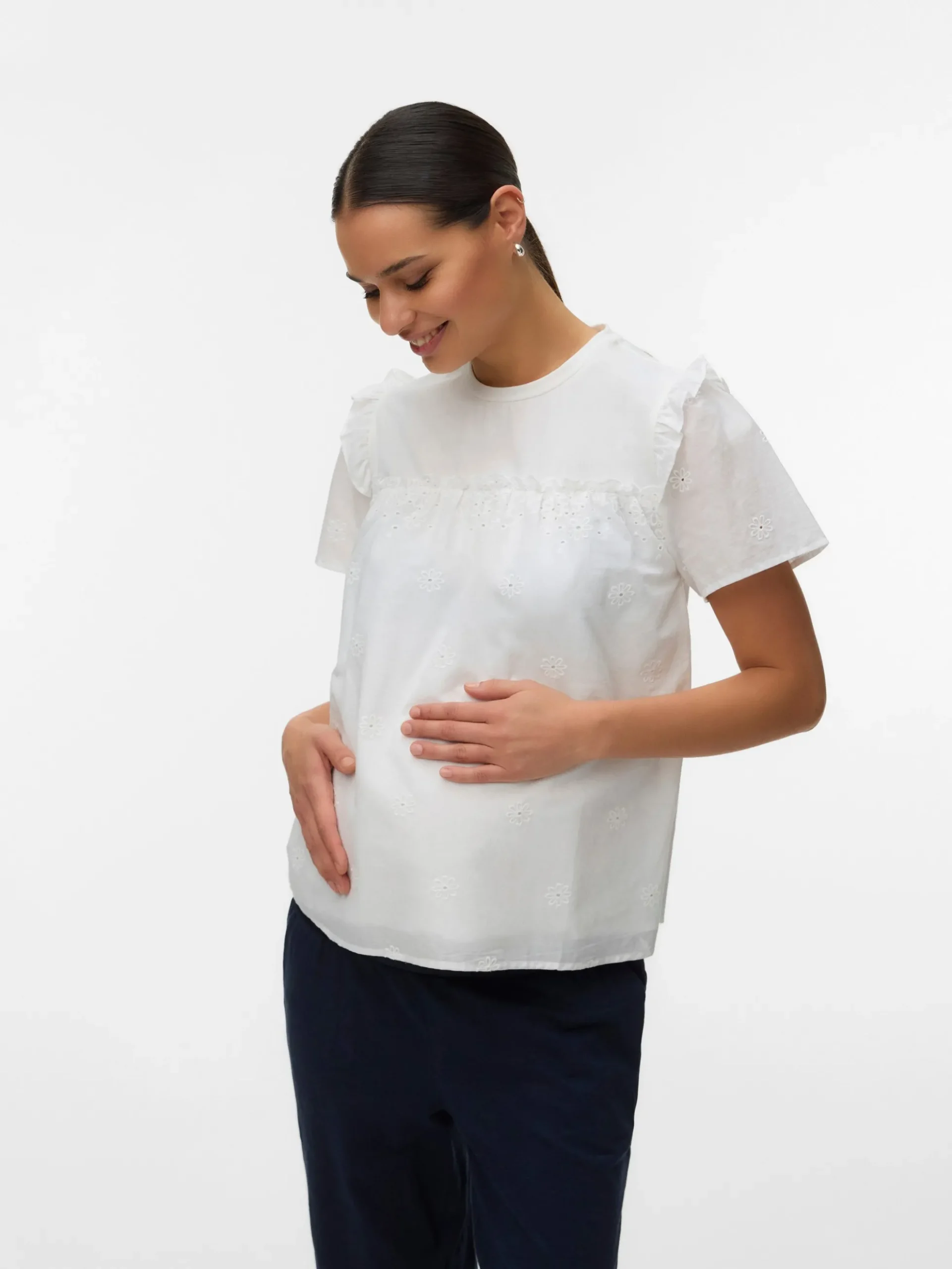 Normal geschnitten Rundhals Top