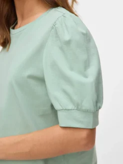 Normal geschnitten Rundhals Ballonärmel T-Shirt