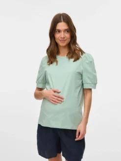 Normal geschnitten Rundhals Ballonärmel T-Shirt