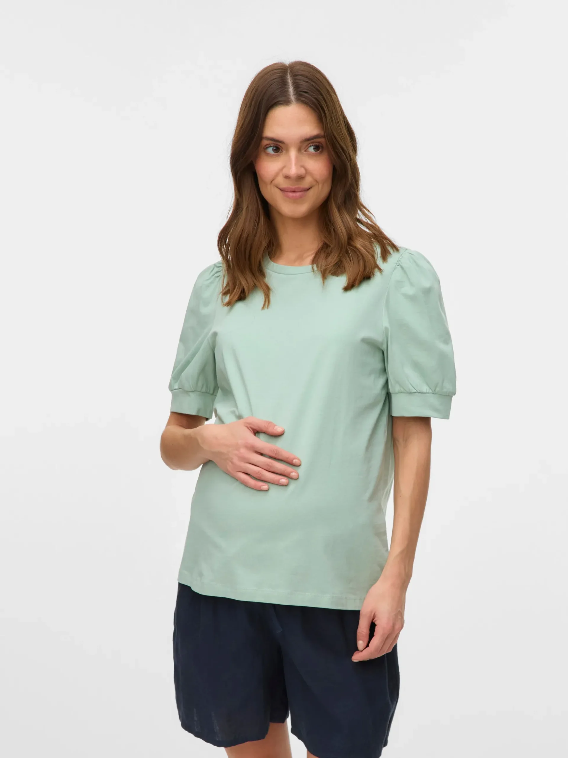 Normal geschnitten Rundhals Ballonärmel T-Shirt