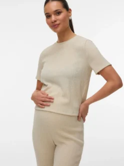 Normal geschnitten Rundhals Top