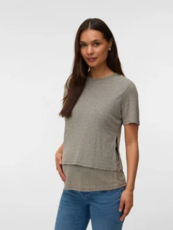 Normal geschnitten Rundhals Top