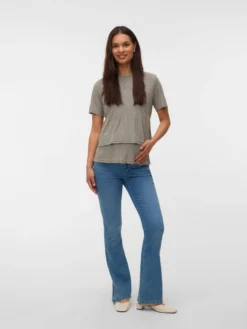 Normal geschnitten Rundhals Top