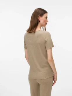 Normal geschnitten Rundhals Top