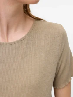 Normal geschnitten Rundhals Top