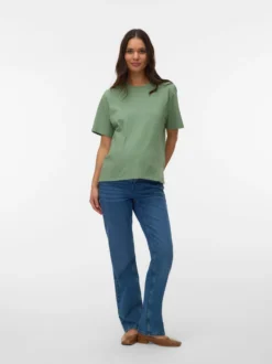 Normal geschnitten Rundhals Top