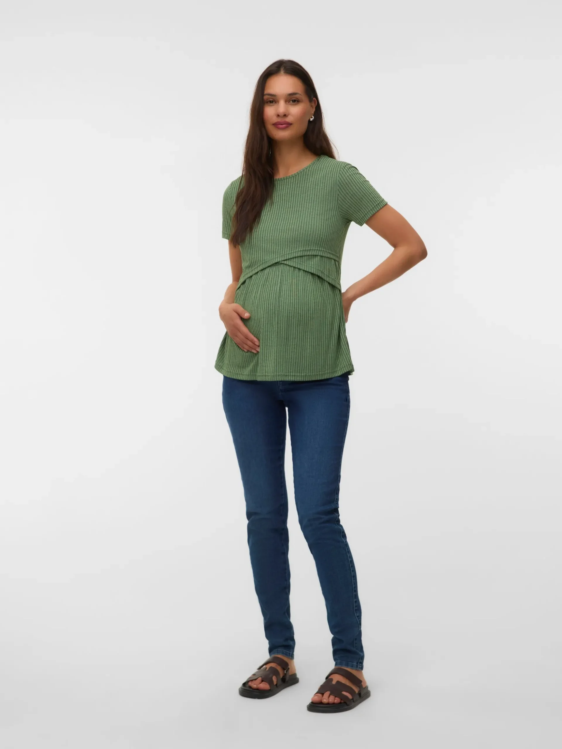 Normal geschnitten Rundhals Top