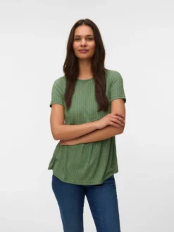 Normal geschnitten Rundhals Top