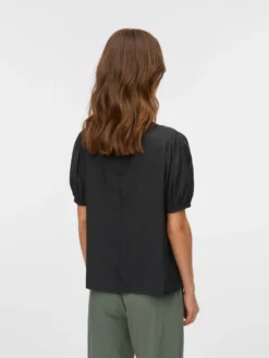 Normal geschnitten Rundhals Elastische Bündchen Ballonärmel Top