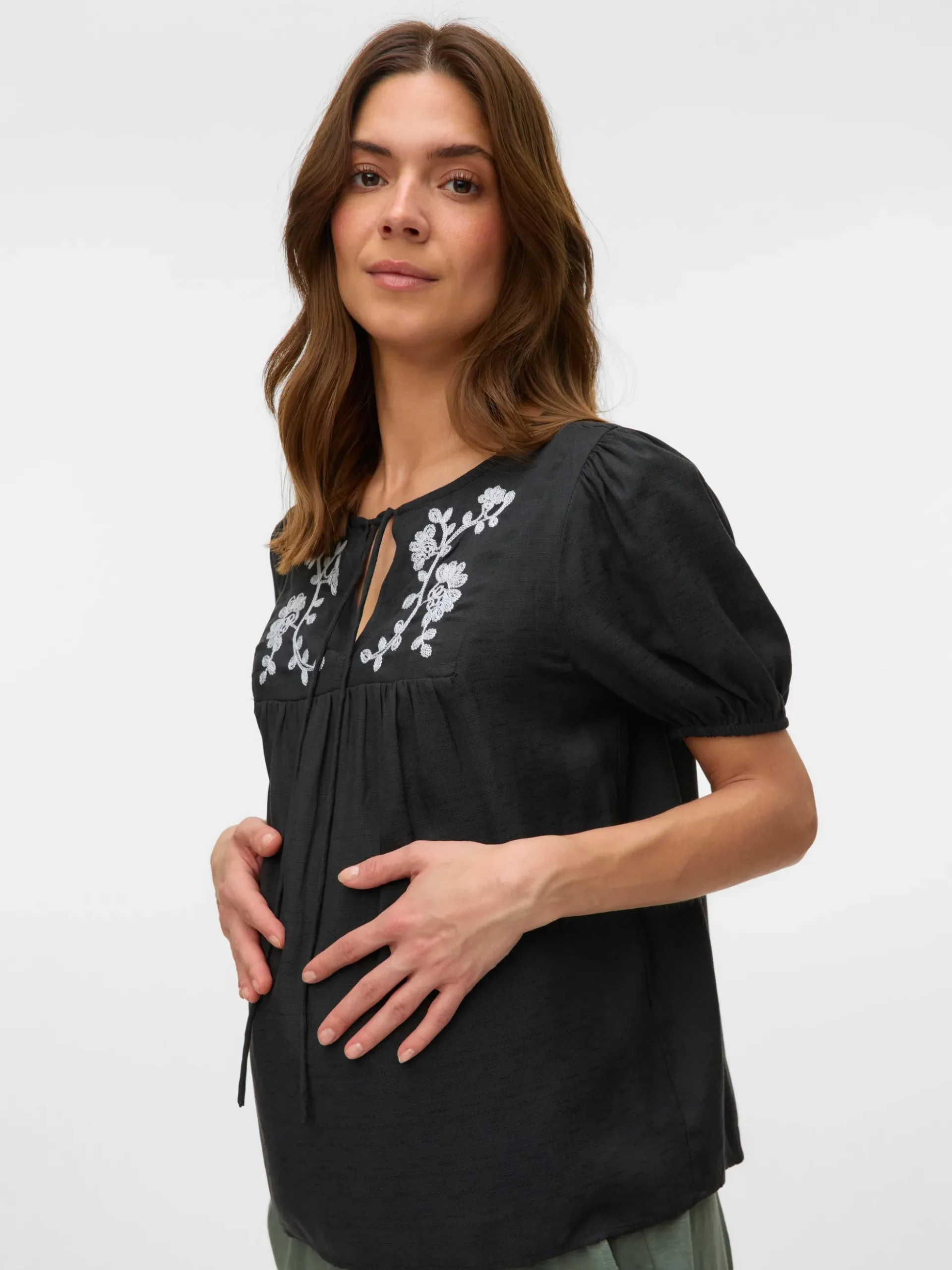 Normal geschnitten Rundhals Elastische Bündchen Ballonärmel Top