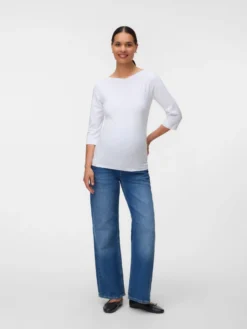 Normal geschnitten U-Boot Ausschnitt T-Shirt