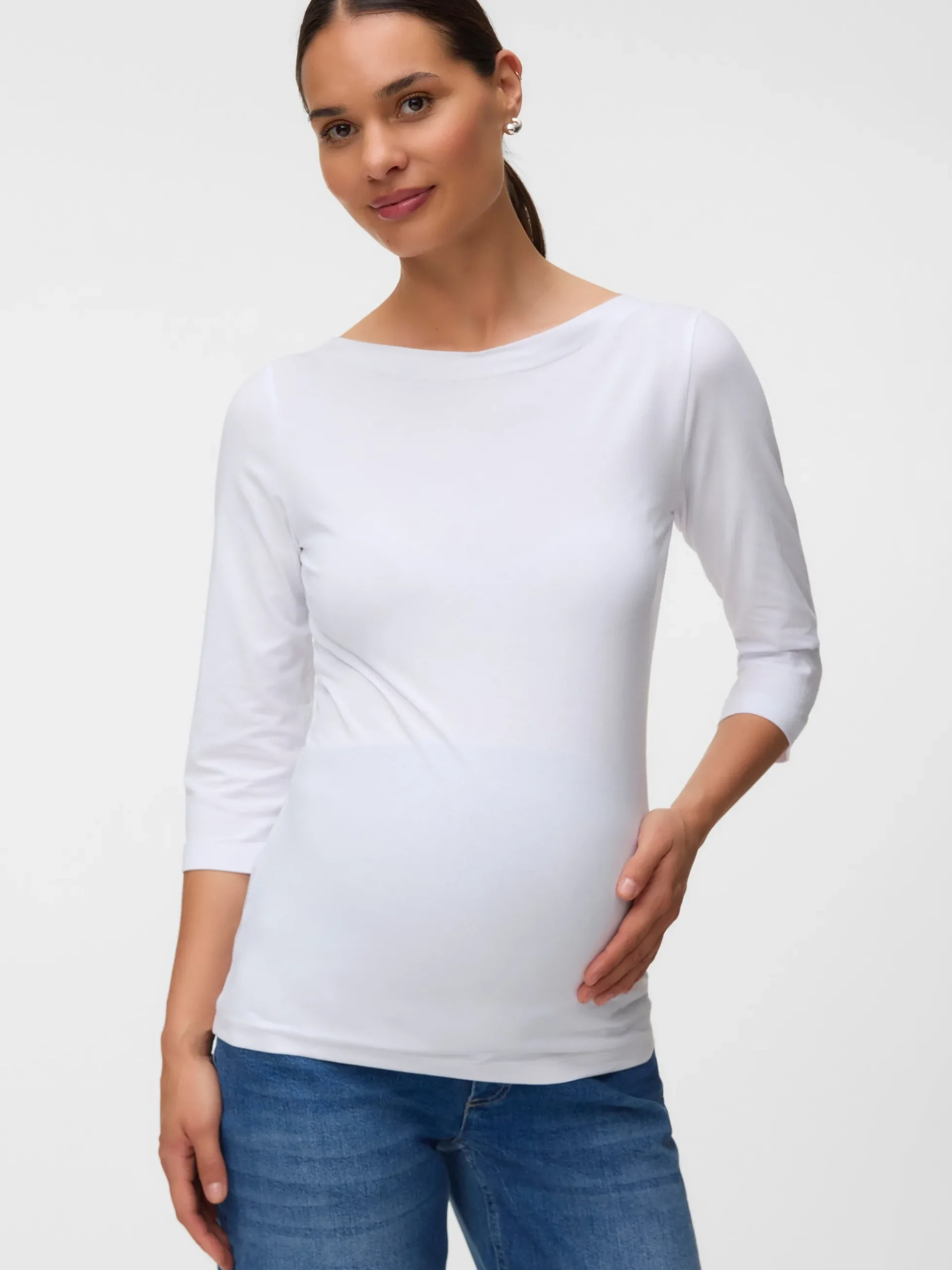 Normal geschnitten U-Boot Ausschnitt T-Shirt