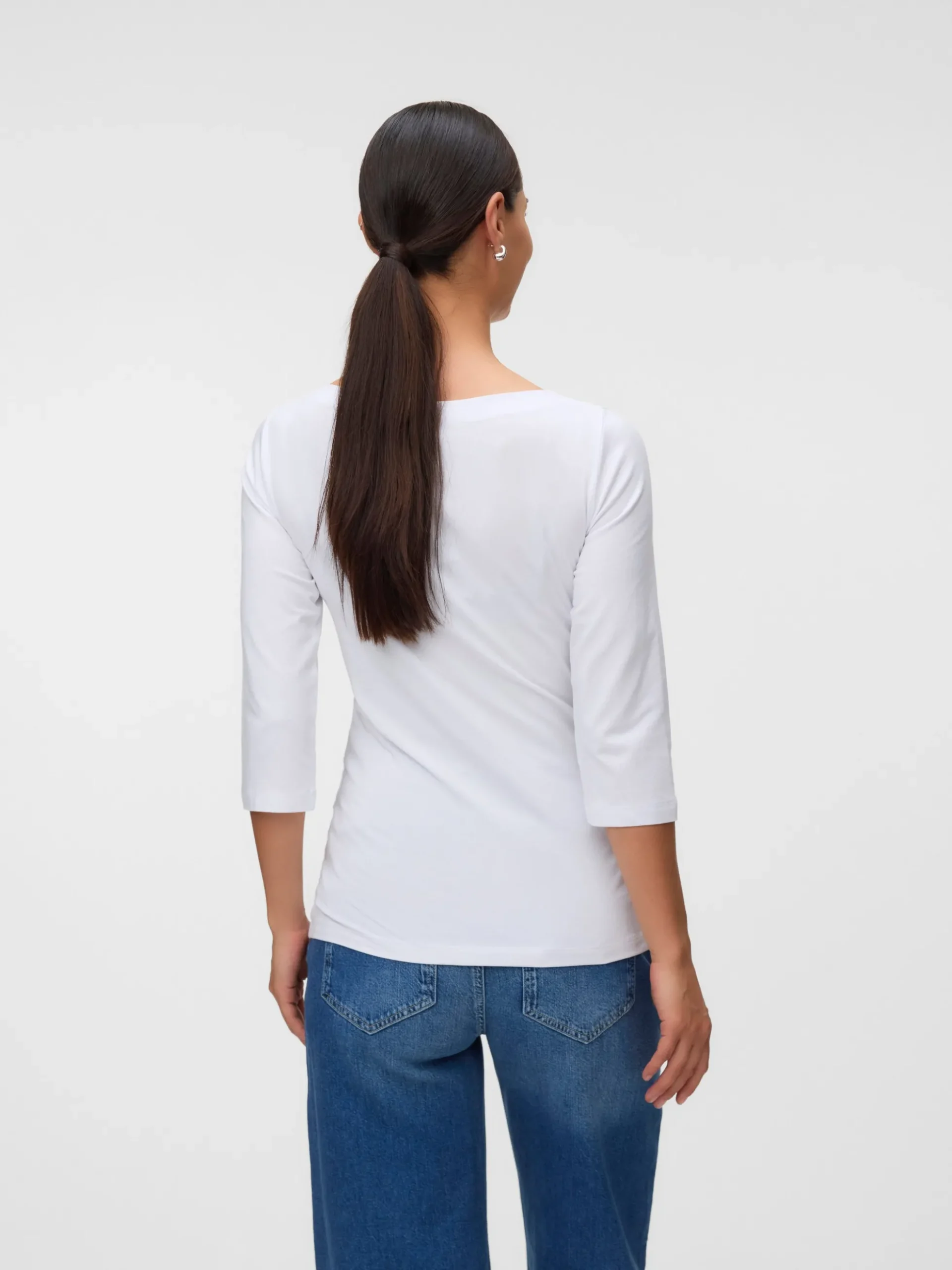 Normal geschnitten U-Boot Ausschnitt T-Shirt