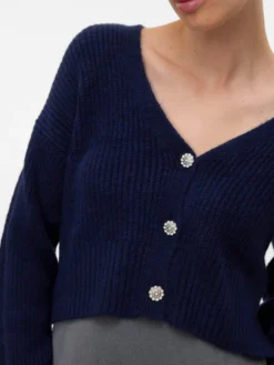 Normal geschnitten V-Ausschnitt Strickjacke