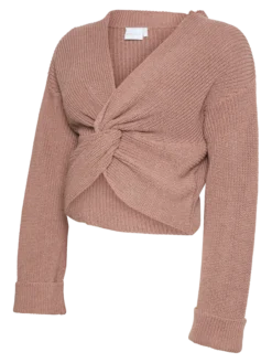 Normal geschnitten V-Ausschnitt Umgeschlagene Ärmelbündchen Tief angesetzte Schulter Pullover