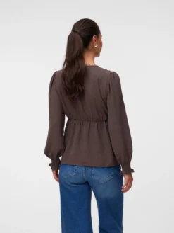 Normal geschnitten V-Ausschnitt Elastische Bündchen Top