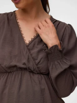 Normal geschnitten V-Ausschnitt Elastische Bündchen Top