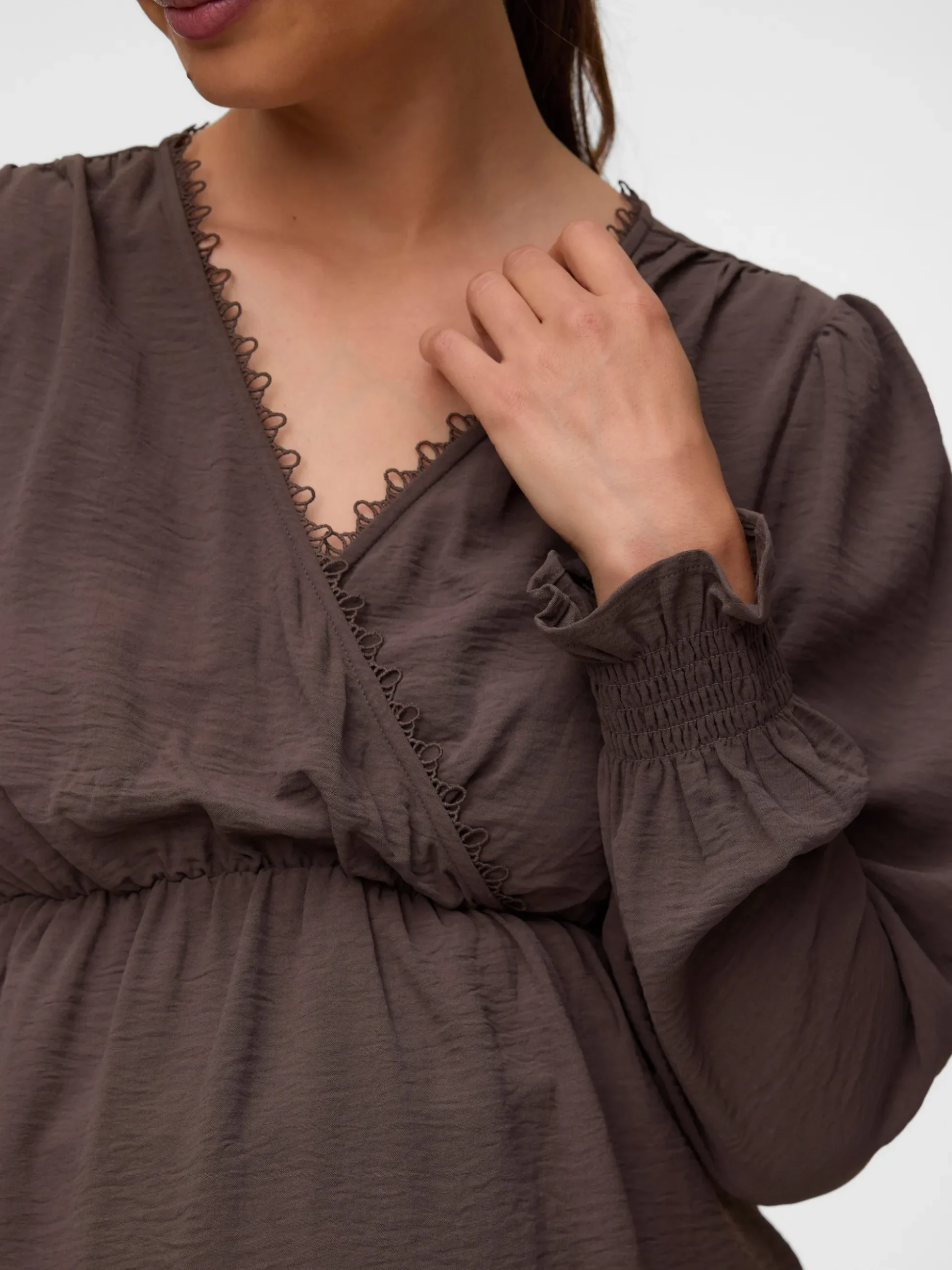 Normal geschnitten V-Ausschnitt Elastische Bündchen Top