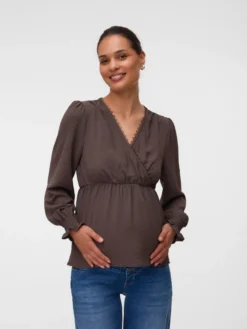 Normal geschnitten V-Ausschnitt Elastische Bündchen Top