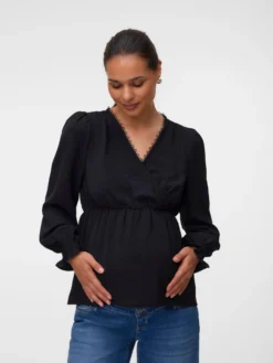 Normal geschnitten V-Ausschnitt Elastische Bündchen Top